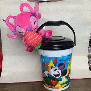 Disney parks Lilo and stitch Pink Strawberry toy and disney  popcorn bucket